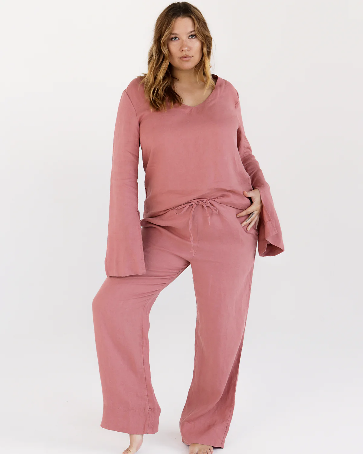Pink Clay 100% French Flax Linen Top - Image 3
