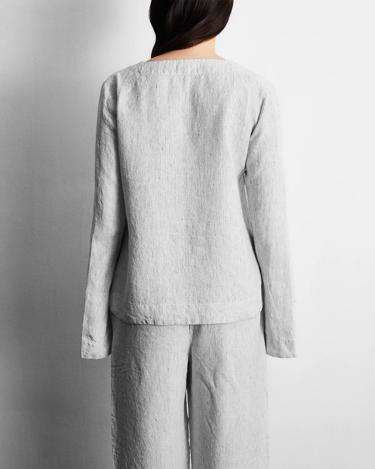 Pinstripe 100% French Flax Linen Top - Image 3