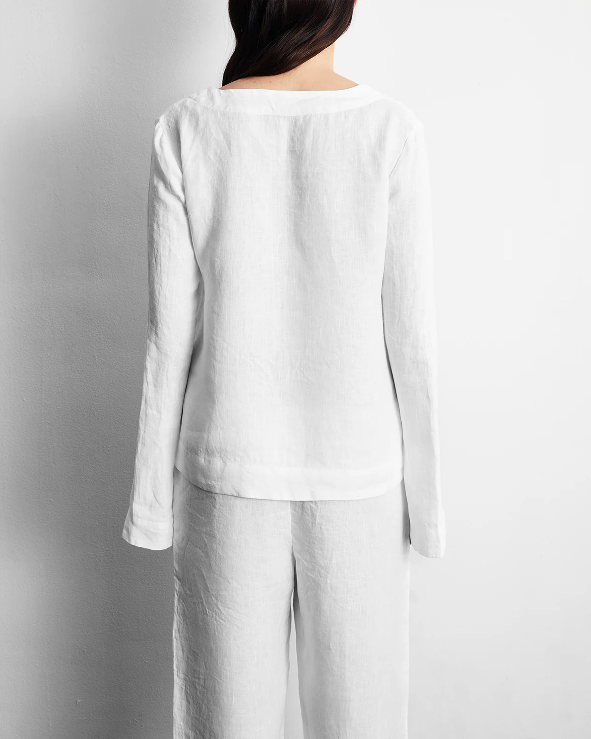 White 100% French Flax Linen Top - Image 3