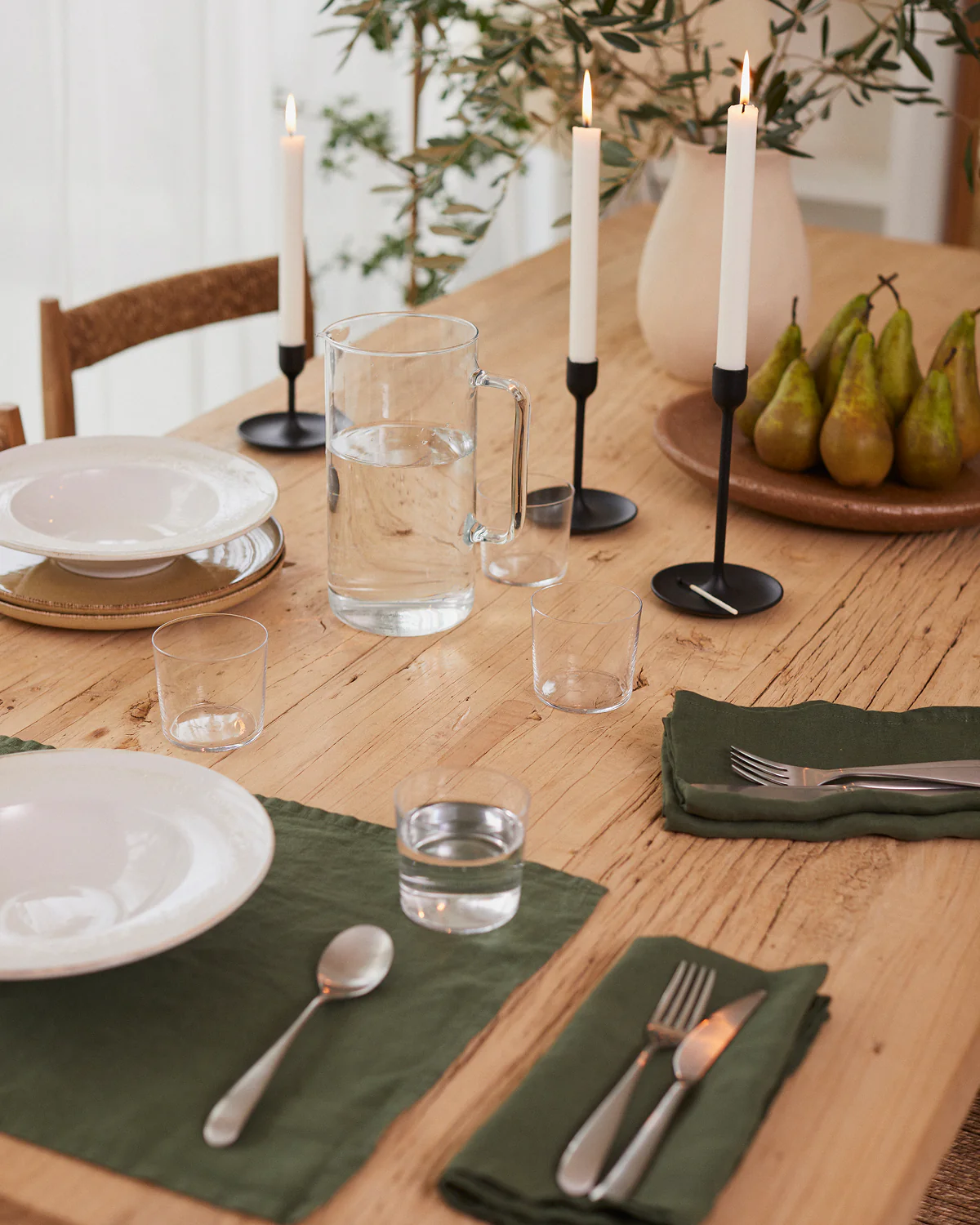 Olive 100% French Flax Linen Napkins (Set of Four) - Image 6