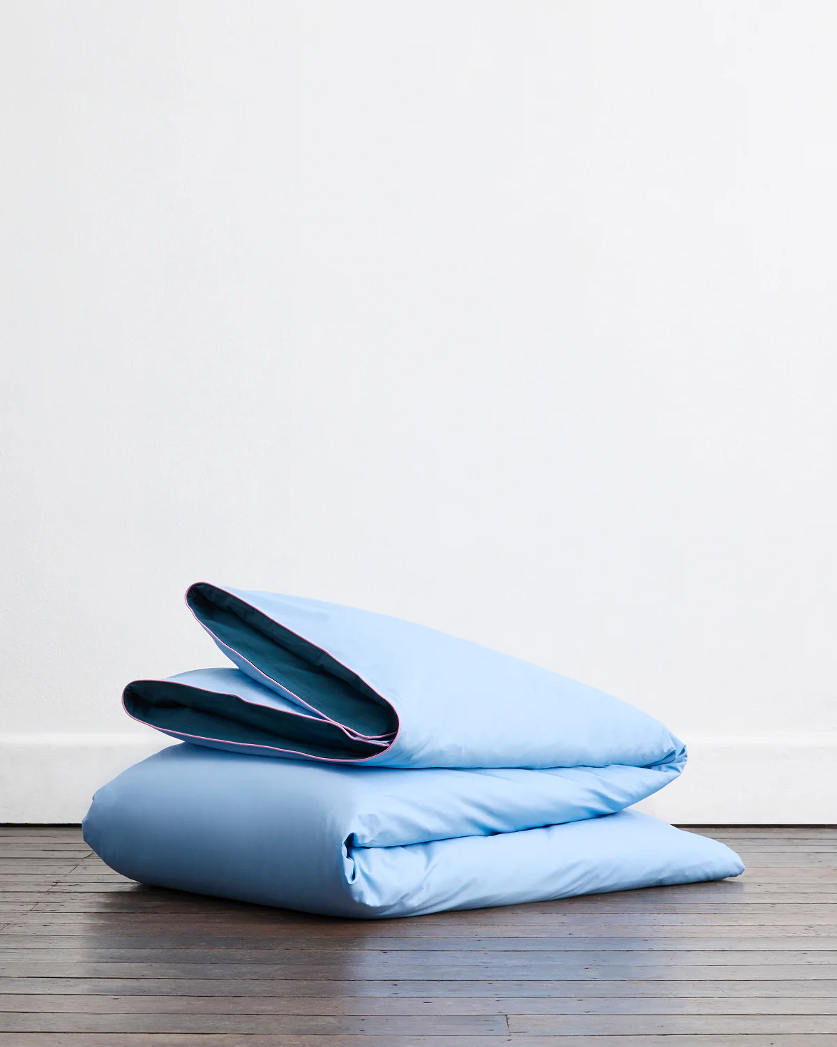 Aegean, Sky & Bubblegum Piped 100% Organic Cotton Duvet Cover Set - Image 4