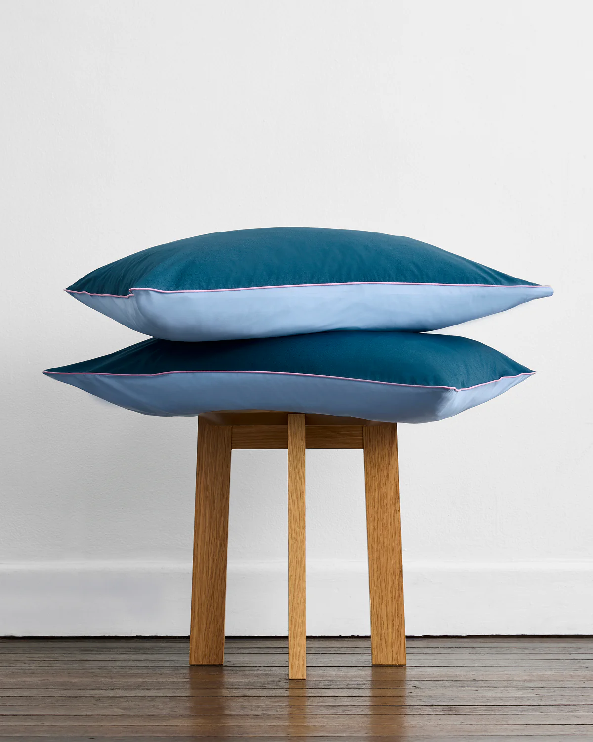 Aegean, Sky & Bubblegum Piped 100% Organic Cotton Pillowcases (Set of Two)