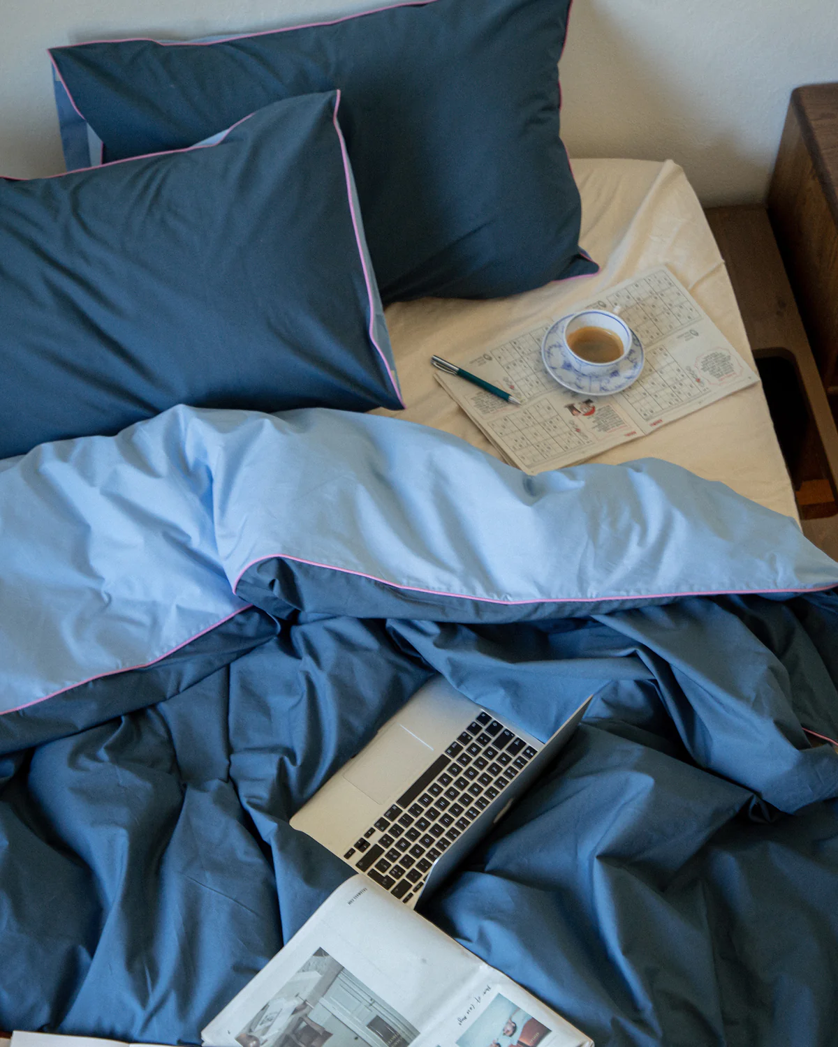 Aegean, Sky & Bubblegum Piped 100% Organic Cotton Pillowcases (Set of Two) - Image 9