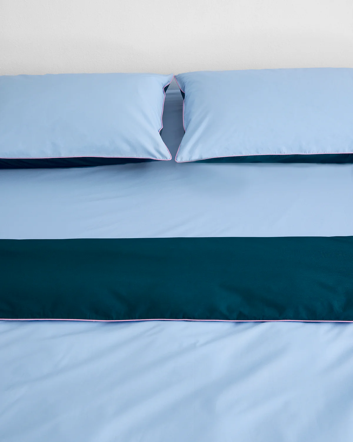 Aegean, Sky & Bubblegum Piped 100% Organic Cotton Duvet Cover - Image 6