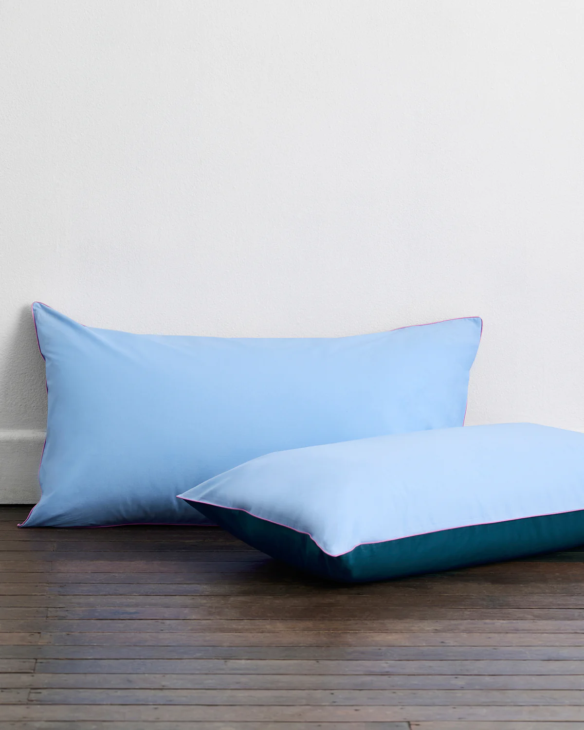 Aegean, Sky & Bubblegum Piped 100% Organic Cotton King Pillowcases (Set of Two) - Image 2