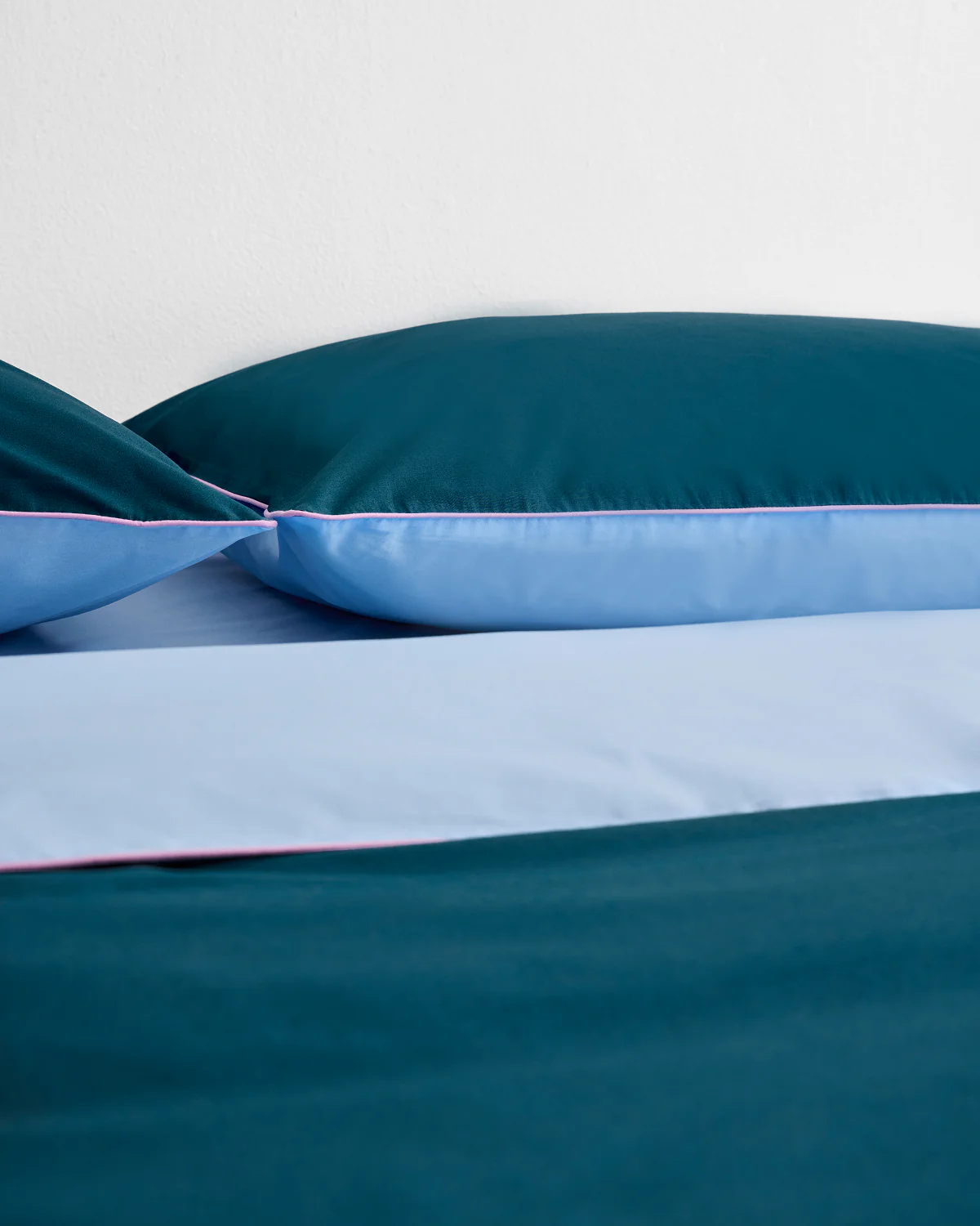 Aegean, Sky & Bubblegum Piped 100% Organic Cotton Pillowcases (Set of Two) - Image 3