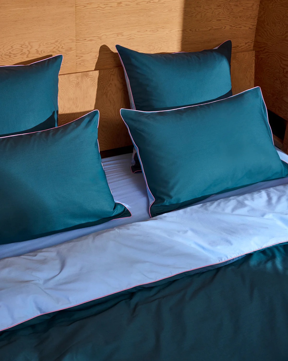 Aegean, Sky & Bubblegum Piped 100% Organic Cotton European Pillowcases (Set of Two) - Image 5
