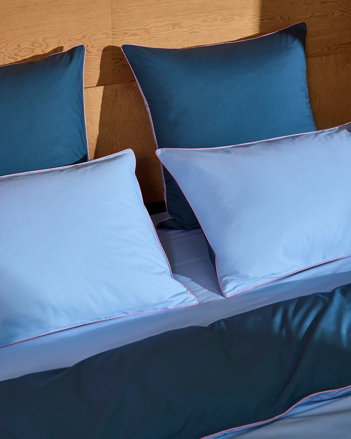 Aegean, Sky & Bubblegum Piped 100% Organic Cotton European Pillowcases (Set of Two) - Image 6