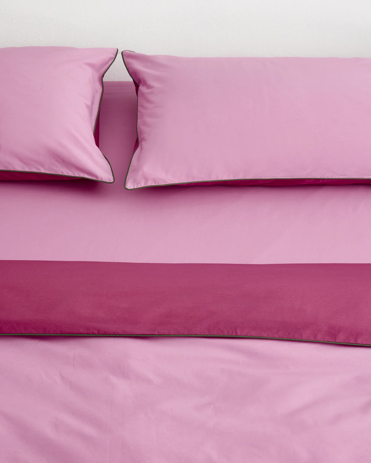 Berry, Bubblegum & Moss Piped 100% Organic Cotton Duvet Cover - Image 6