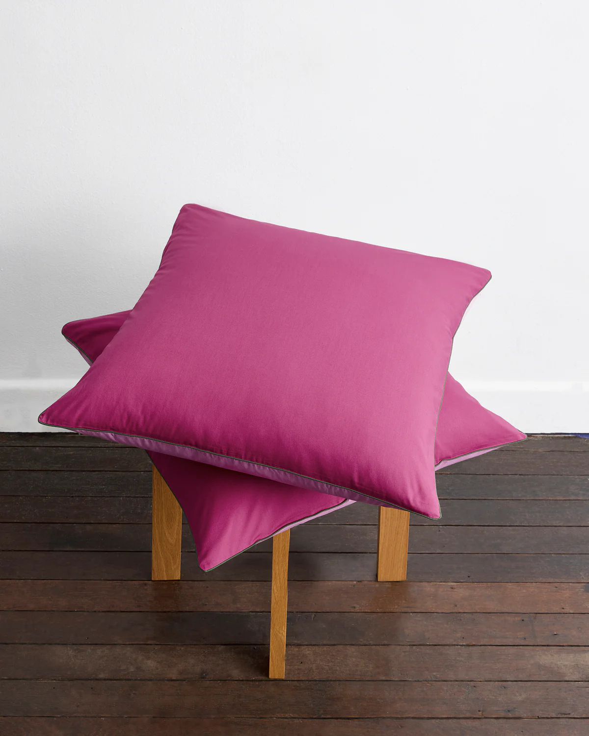 Berry, Bubblegum & Moss Piped 100% Organic Cotton European Pillowcases (Set of Two)