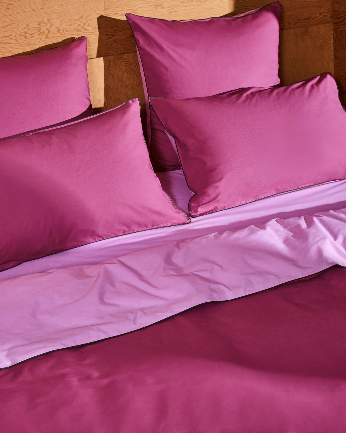 Berry, Bubblegum & Moss Piped 100% Organic Cotton European Pillowcases (Set of Two) - Image 5