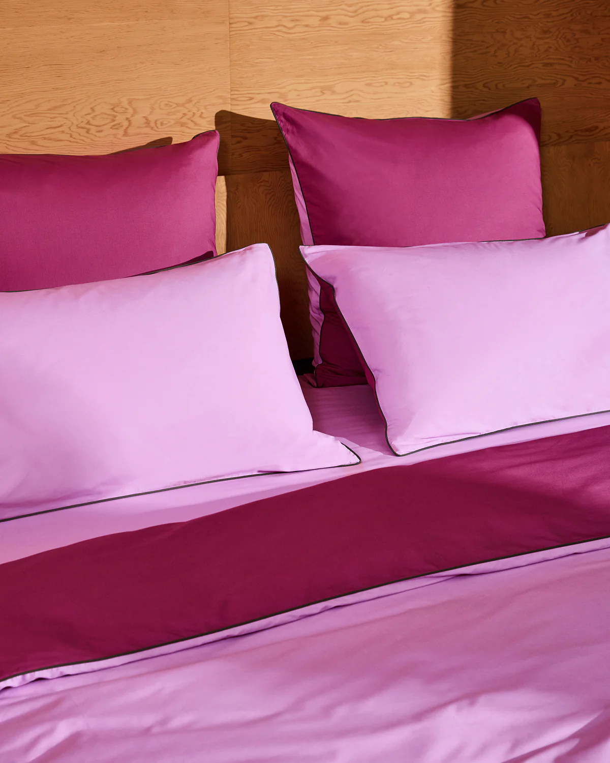 Berry, Bubblegum & Moss Piped 100% Organic Cotton European Pillowcases (Set of Two) - Image 6