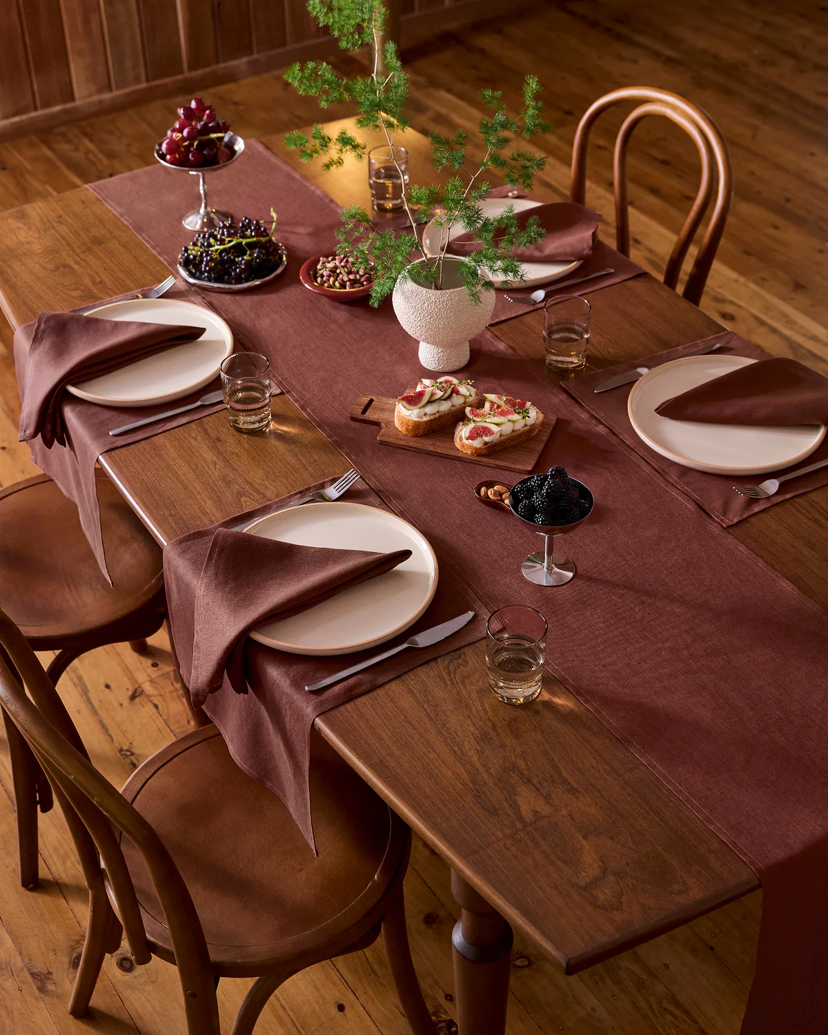 Cacao 100% French Flax Linen Table Runner