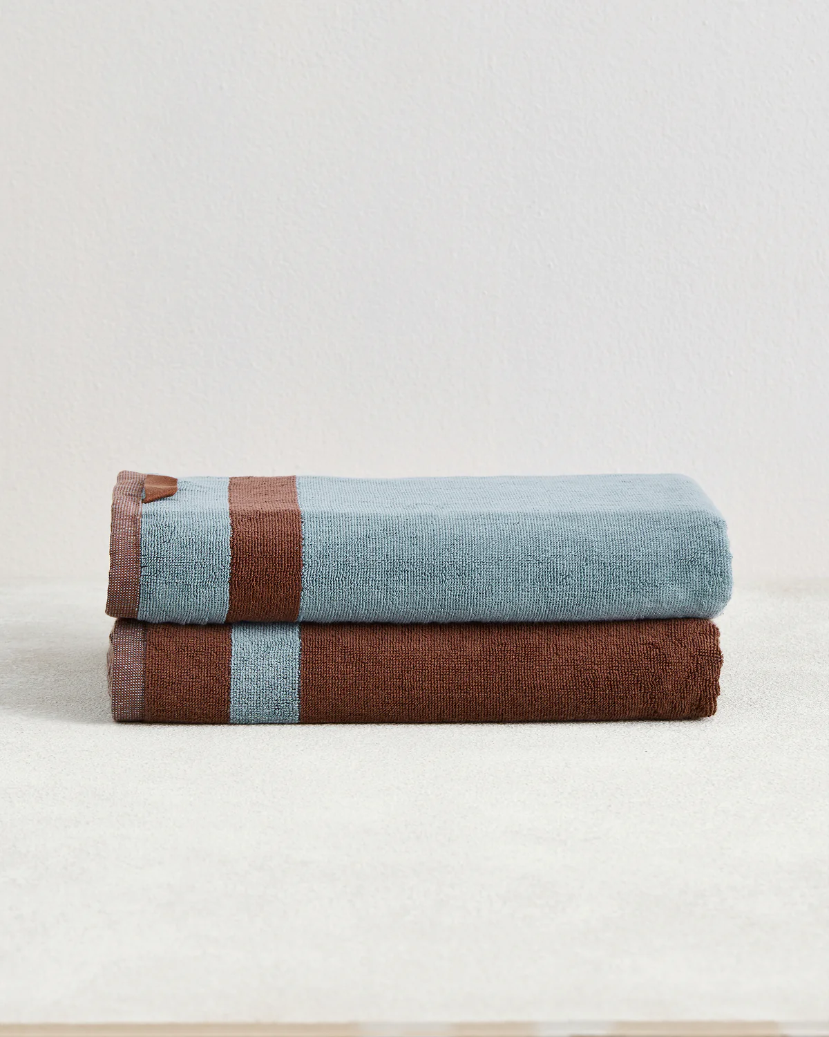 Cacao & Lagoon Two-Toned 100% Cotton Terry Bath Towels (Set of Two)