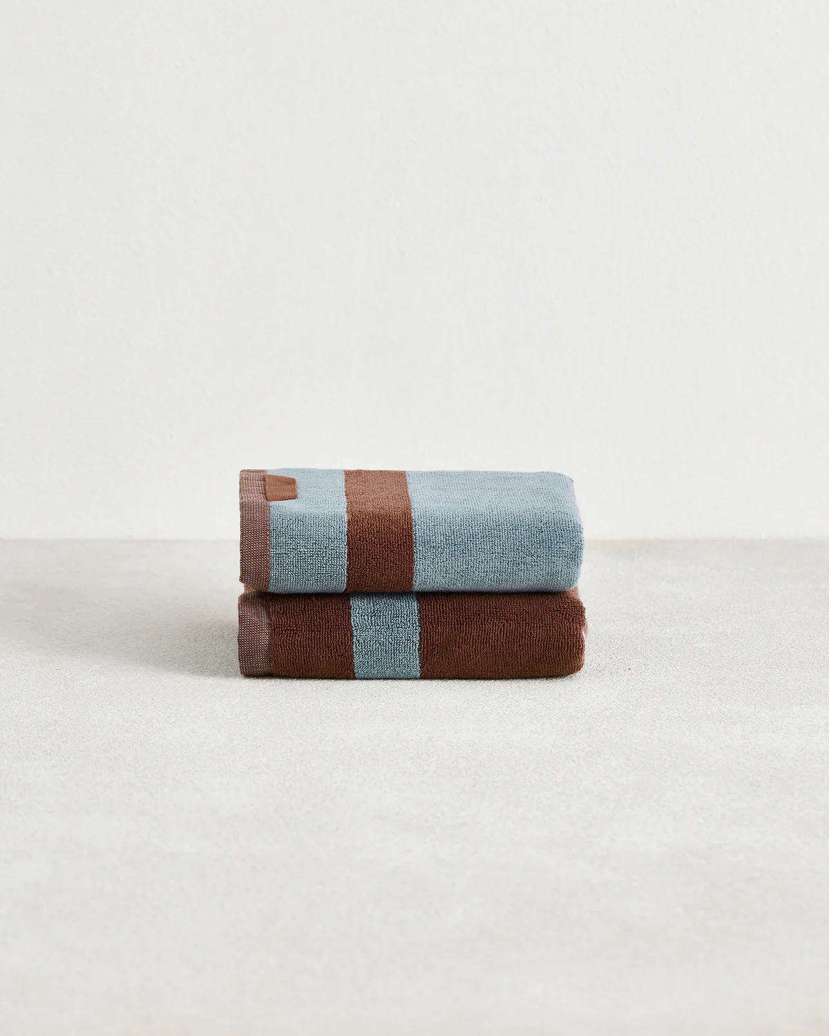 Cacao & Lagoon Two-Toned 100% Cotton Terry Hand Towels (Set of Two)