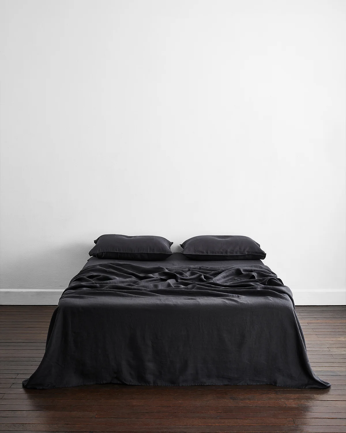 Charcoal 100% French Flax Linen Flat Sheet - Image 3