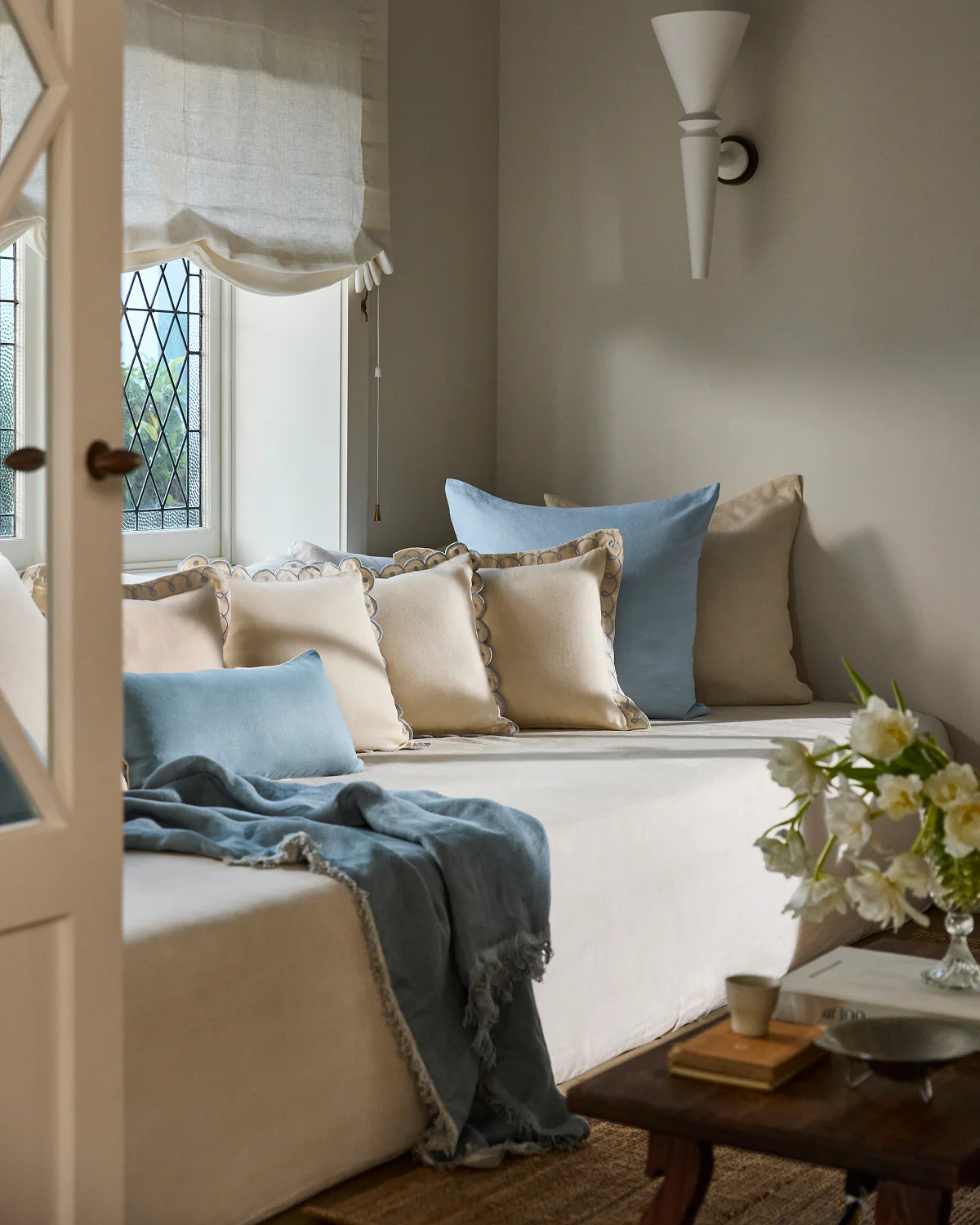 Crème & Coast 100% French Flax Linen Swirl Cushion Cover - Image 3