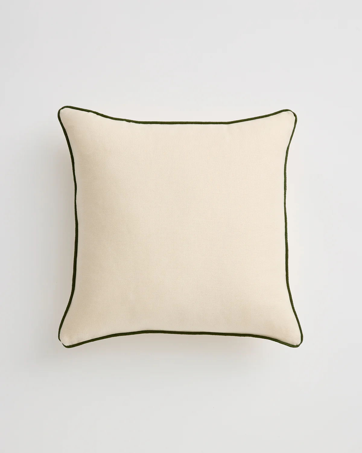 Crème & Olive 100% French Flax Linen Piped Cushion Cover