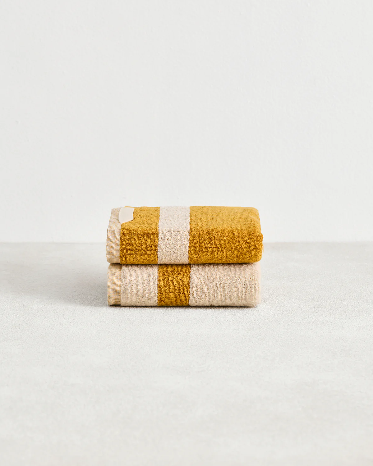Crème & Turmeric Two-Toned 100% Cotton Terry Hand Towels (Set of Two)