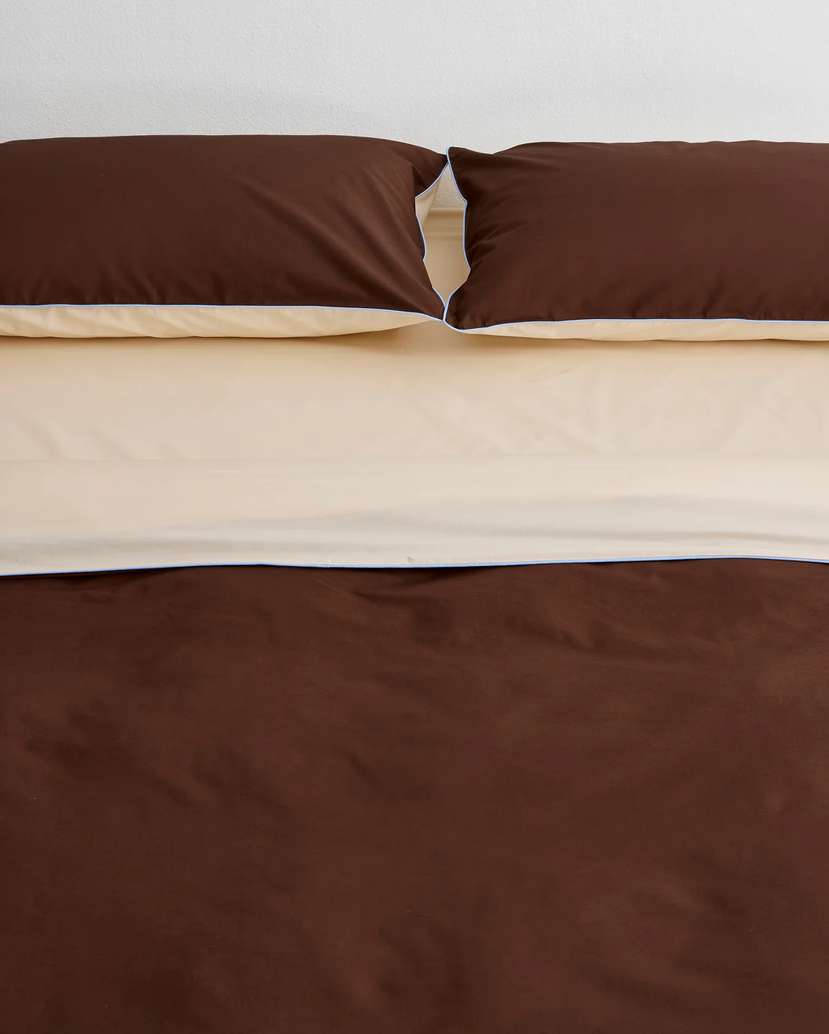 Espresso, Vanilla & Sky Piped 100% Organic Cotton Duvet Cover - Image 5