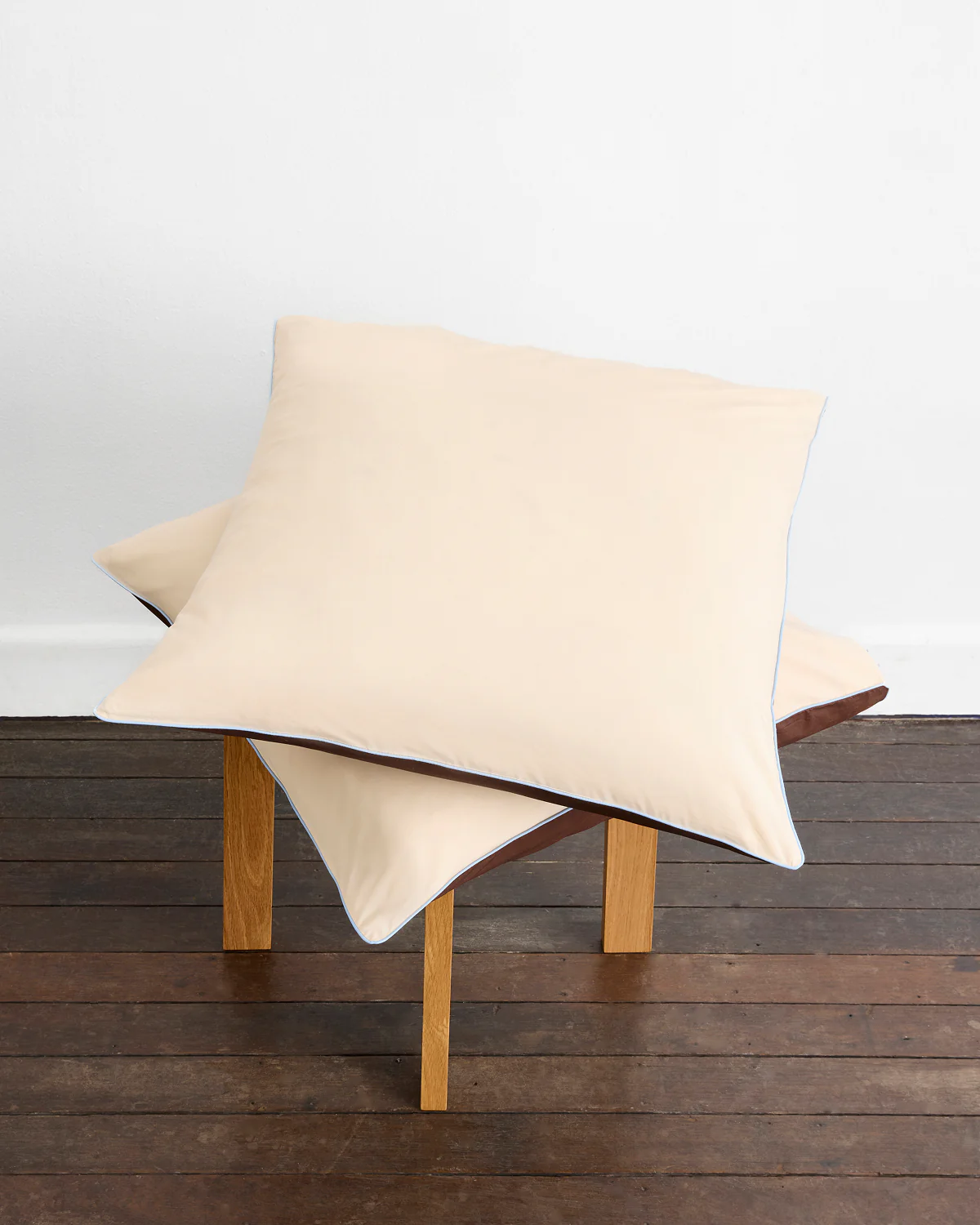 Espresso, Vanilla & Sky Piped 100% Organic Cotton European Pillowcases (Set of Two) - Image 2