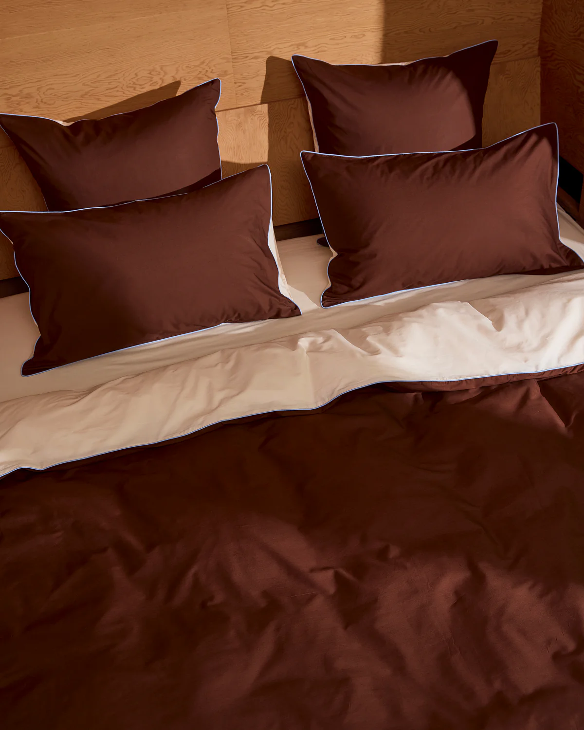 Espresso, Vanilla & Sky Piped 100% Organic Cotton European Pillowcases (Set of Two) - Image 5