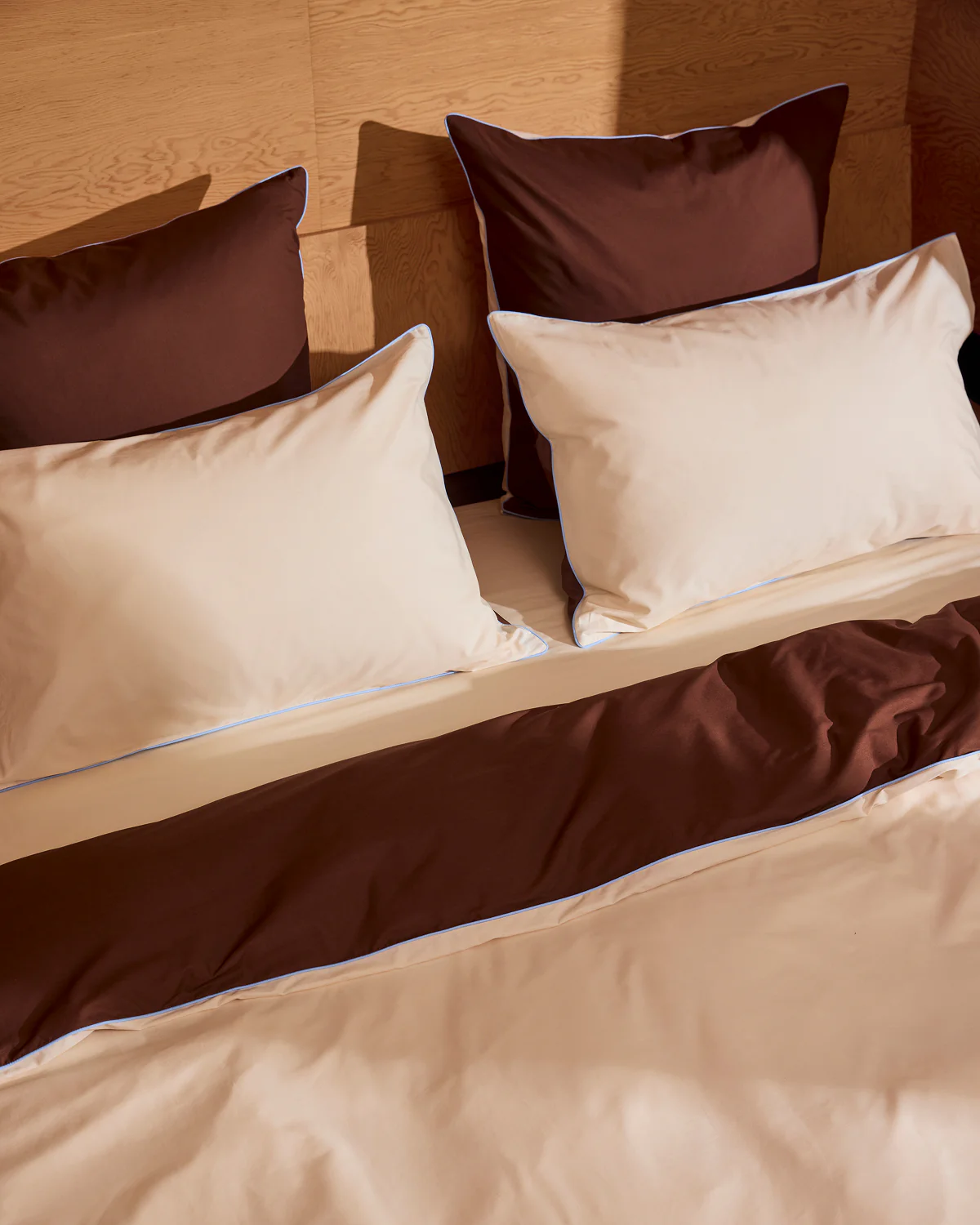 Espresso, Vanilla & Sky Piped 100% Organic Cotton European Pillowcases (Set of Two) - Image 6