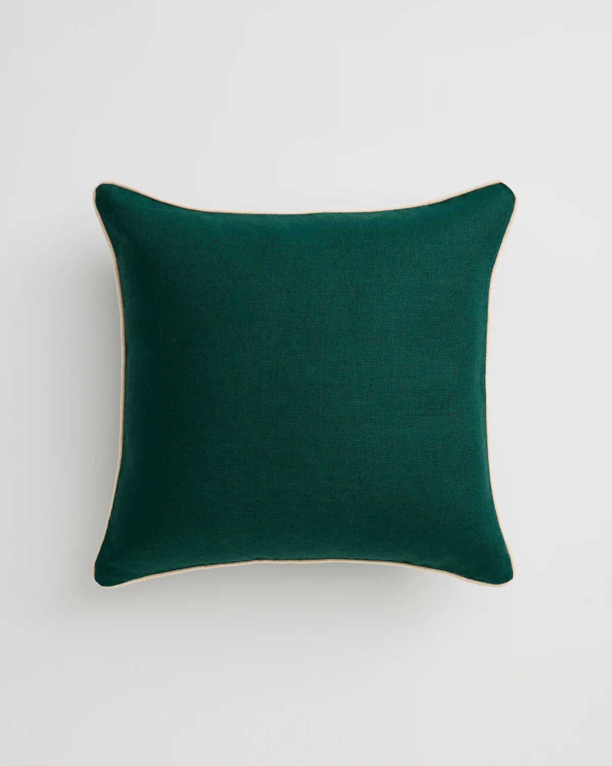 Forest & Crème 100% French Flax Linen Piped Cushion Cover