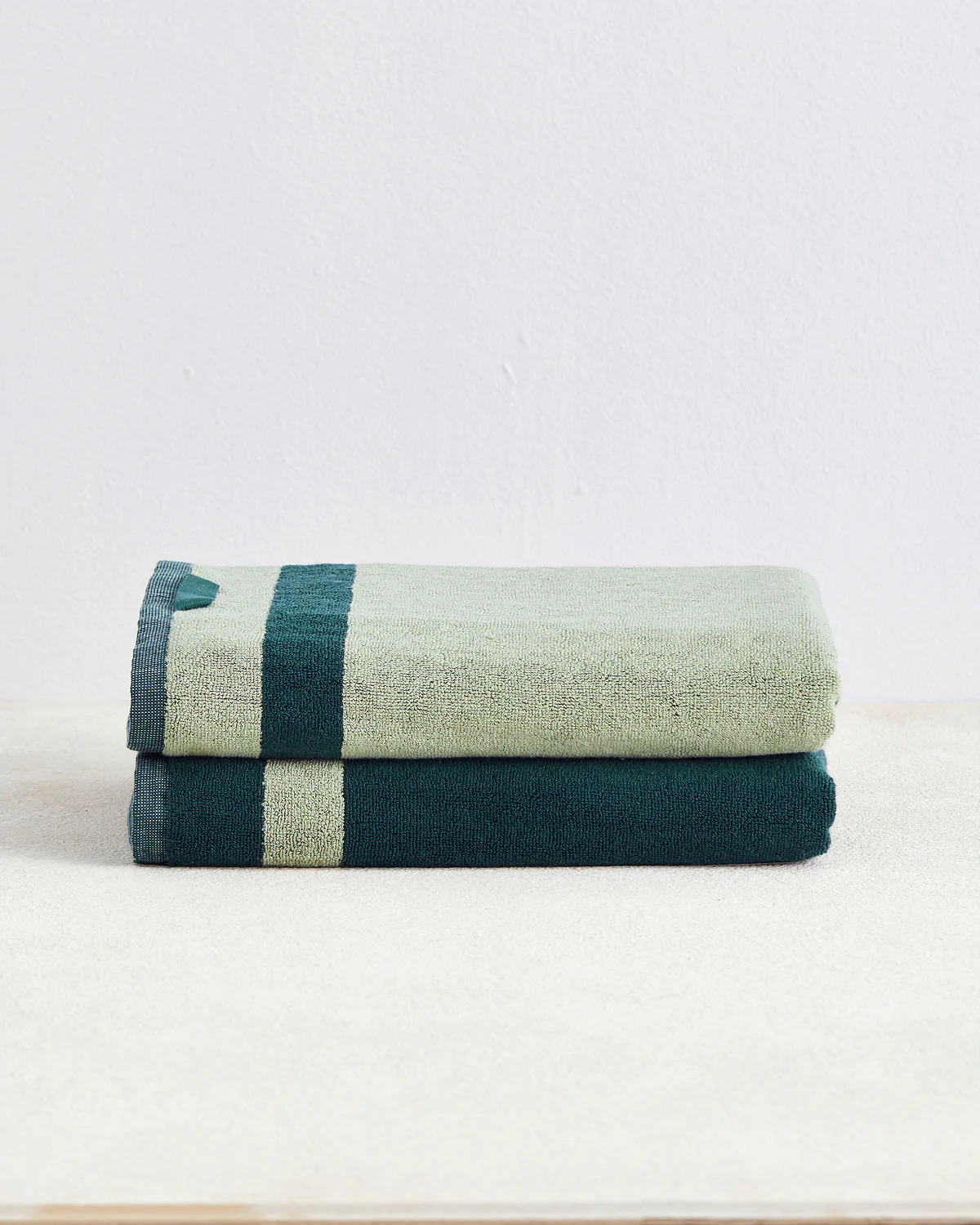 Forest & Sage Two-Toned 100% Cotton Terry Bath Towels (Set of Two)