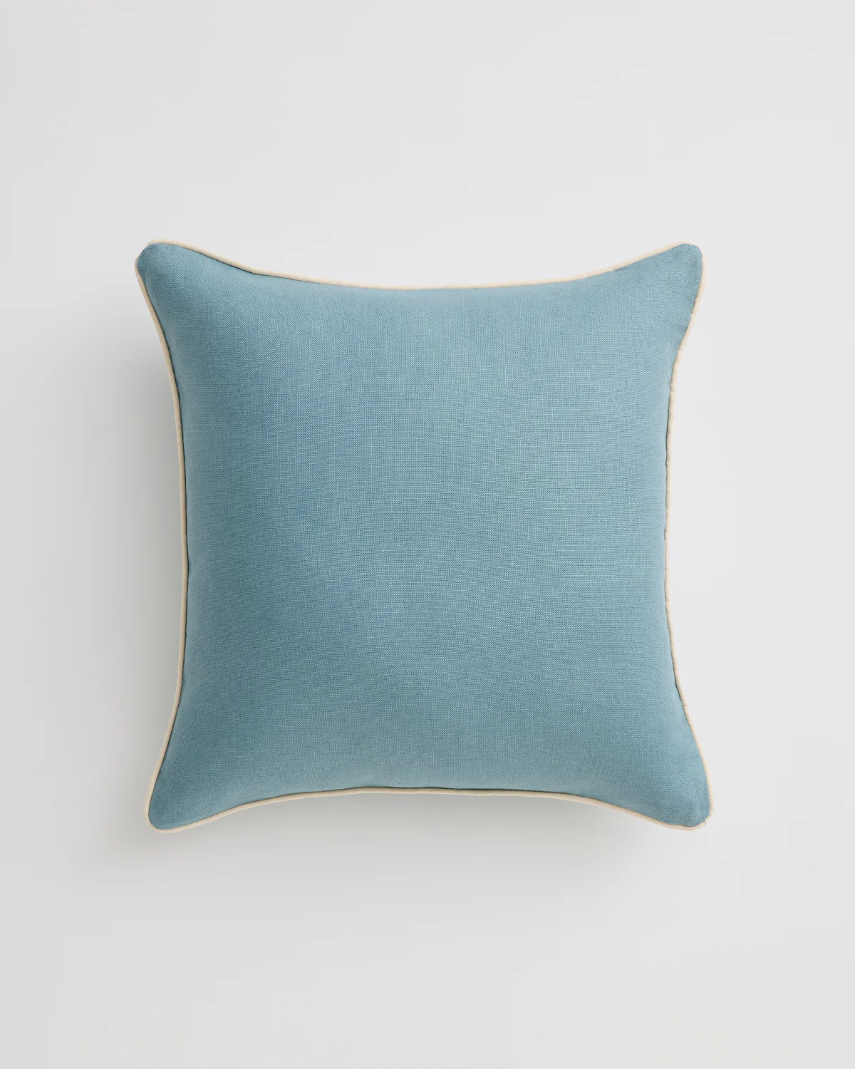 Lagoon & Crème 100% French Flax Linen Piped Cushion Cover