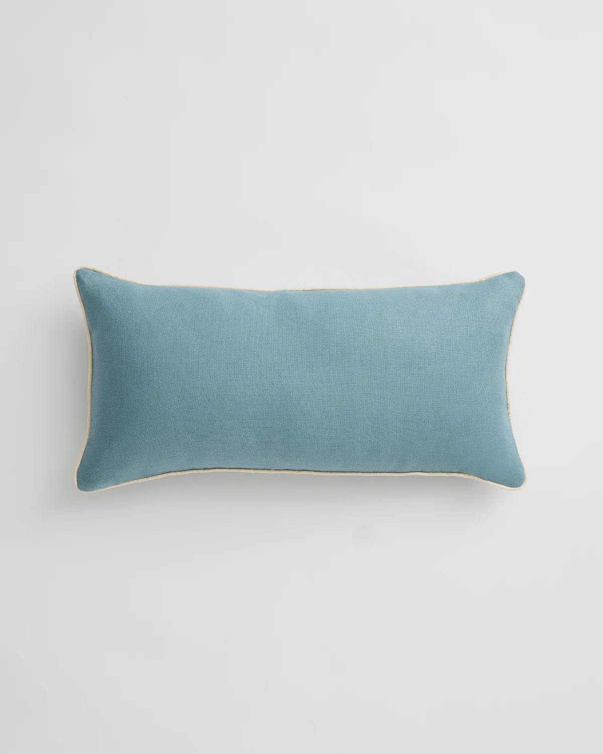 Lagoon & Crème 100% French Flax Linen Piped Lumbar Cushion Cover