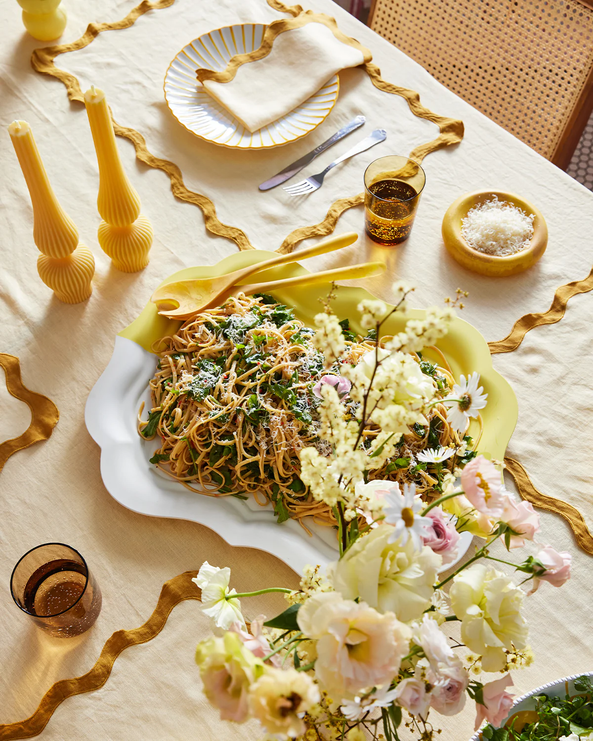 Limoncello & Turmeric 100% French Flax Linen Scalloped Placemats (Set of Four) - Image 3