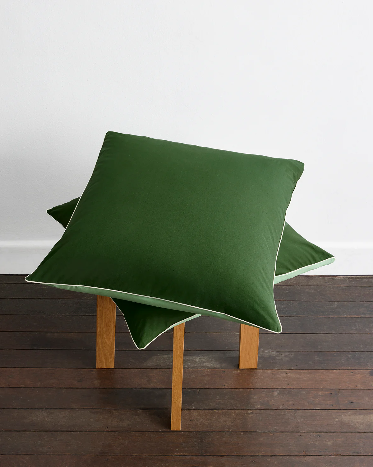 Moss, Apple & Vanilla Piped 100% Organic Cotton European Pillowcases (Set of Two)