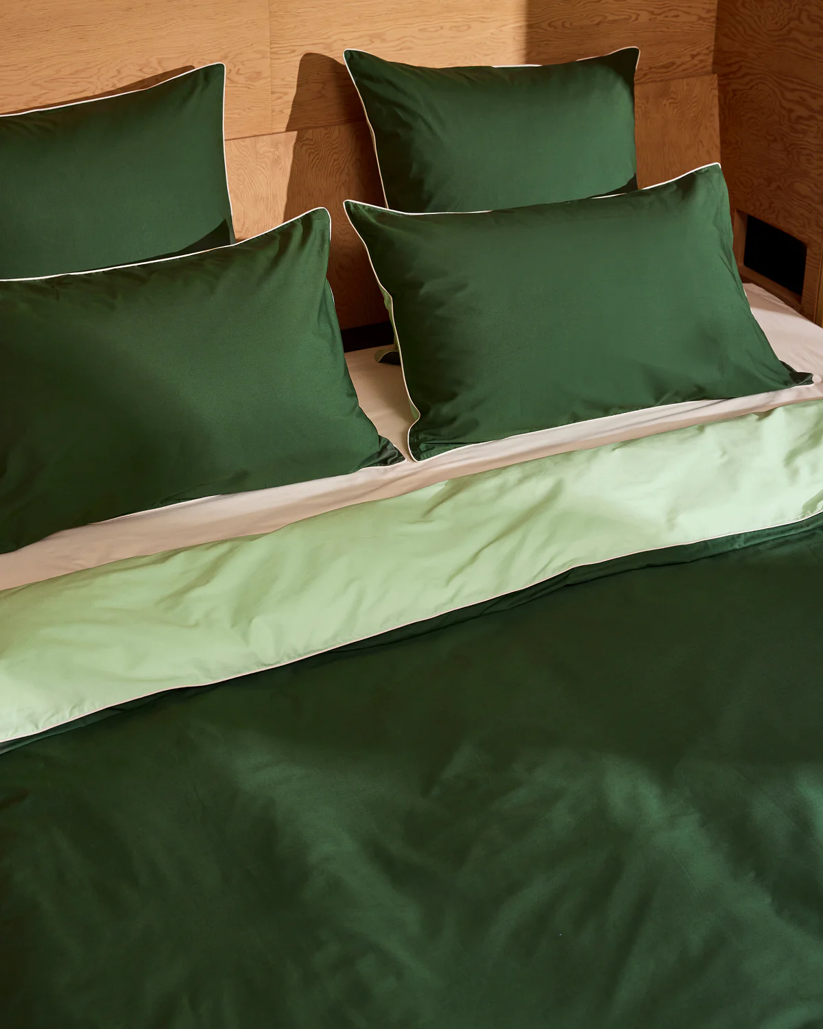 Moss, Apple & Vanilla Piped 100% Organic Cotton European Pillowcases (Set of Two) - Image 5