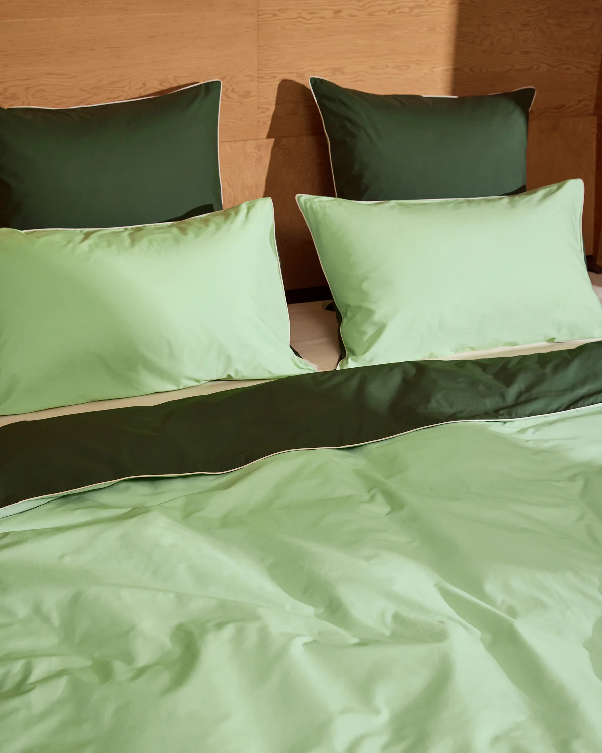 Moss, Apple & Vanilla Piped 100% Organic Cotton European Pillowcases (Set of Two) - Image 6