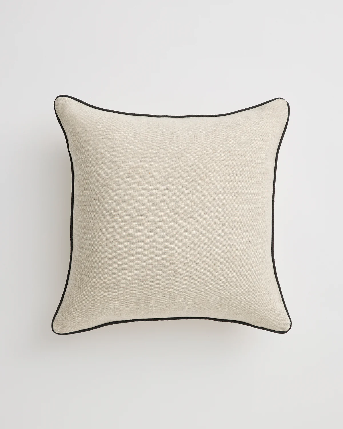Oatmeal & Charcoal 100% French Flax Linen Piped Cushion Cover