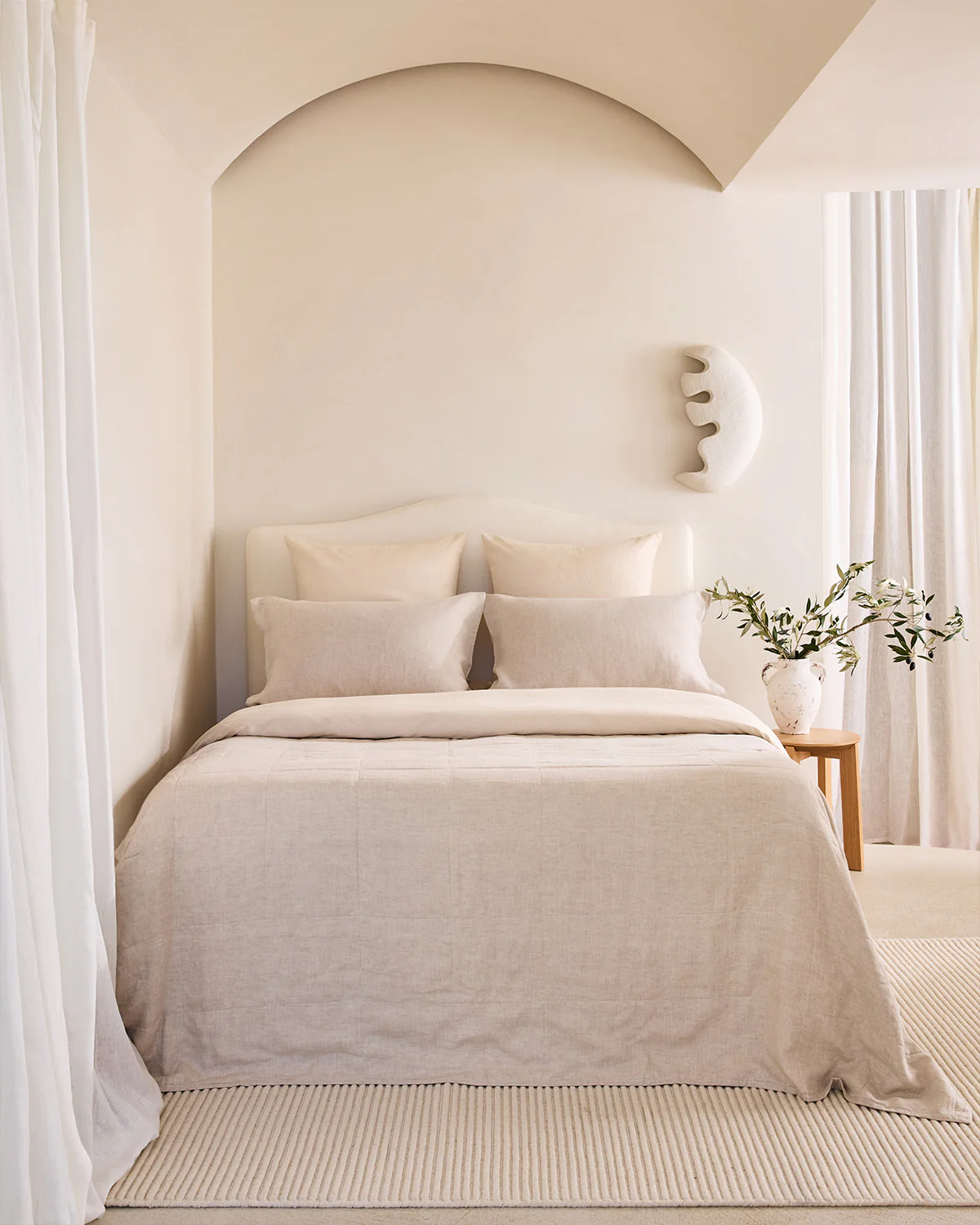 Oatmeal & Crème 100% French Flax Linen Quilt Bedding Bundle
