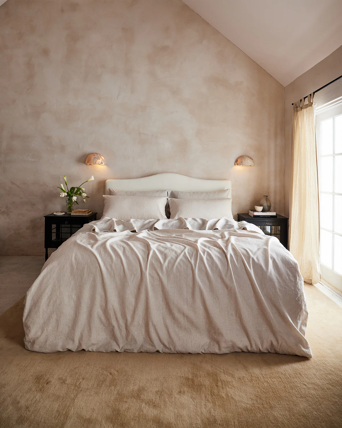 Oatmeal & White Stripe 100% French Flax Linen Bedding Bundle - Image 2