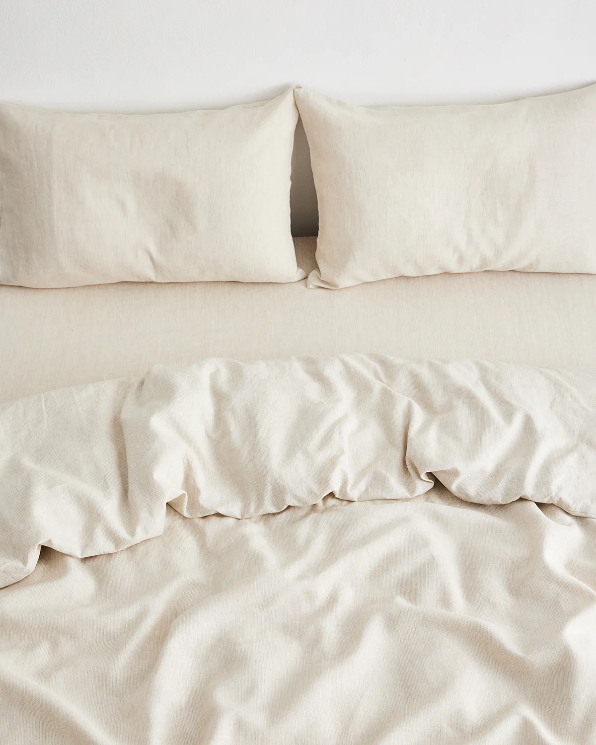 Oatmeal & White Stripe 100% French Flax Linen Bedding Set - Image 4