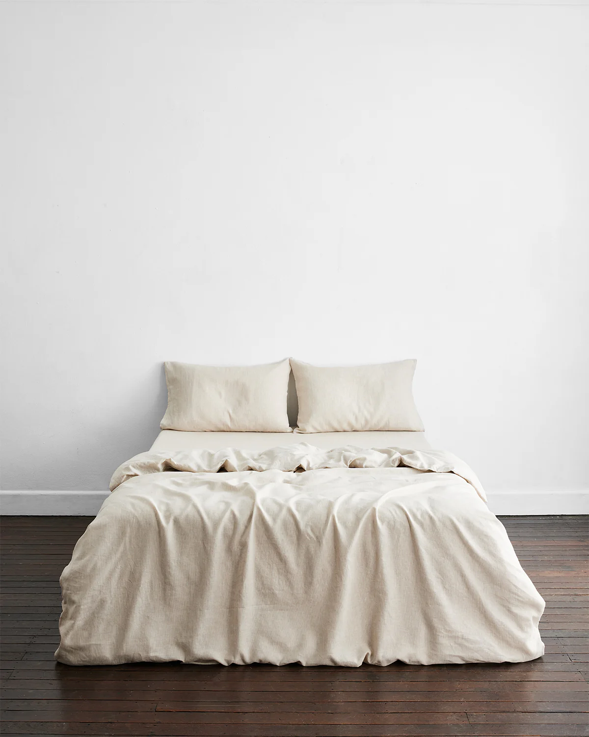 Oatmeal & White Stripe 100% French Flax Linen Duvet Cover - Image 2