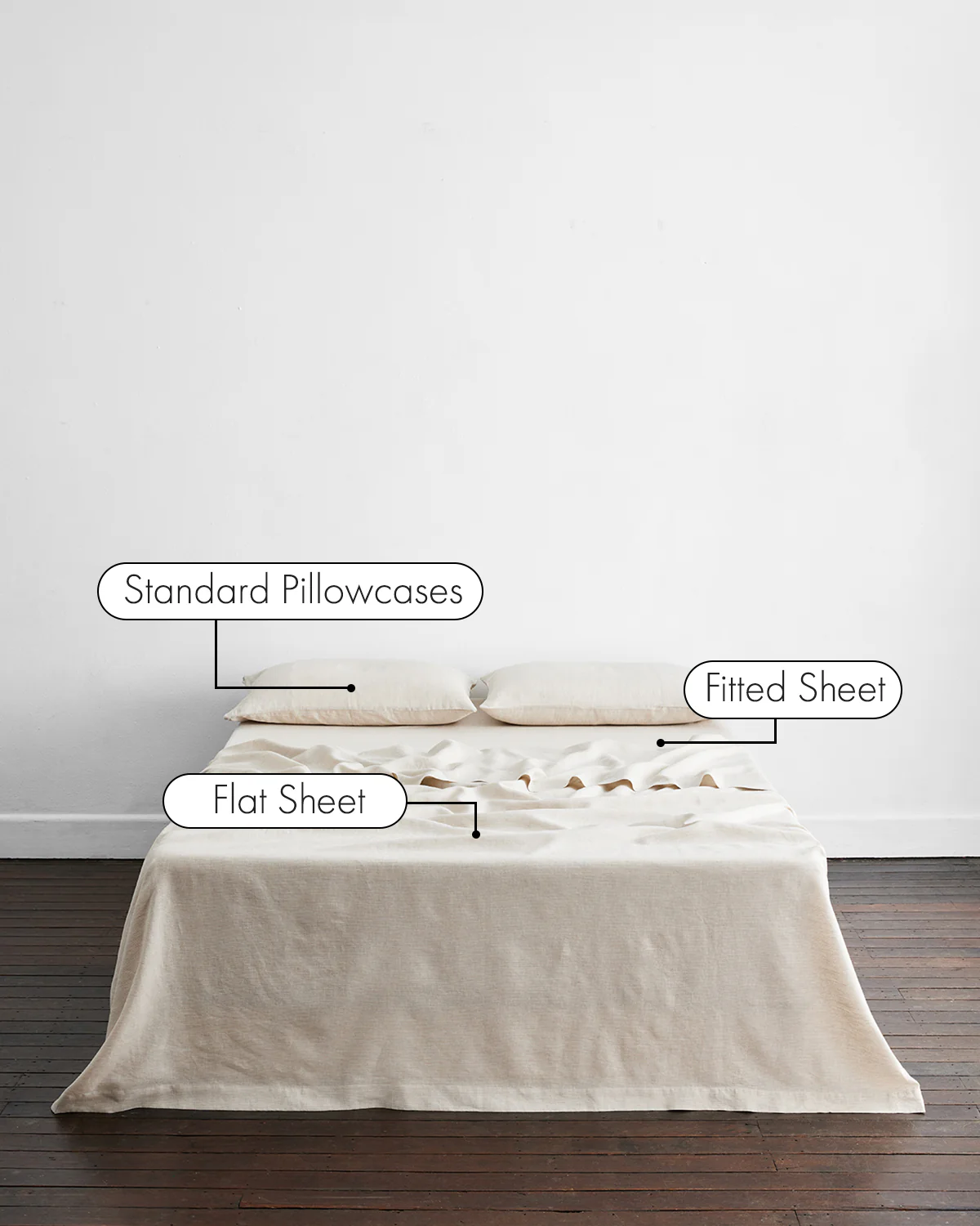 Oatmeal & White Stripe 100% French Flax Linen Sheet Set - Image 2