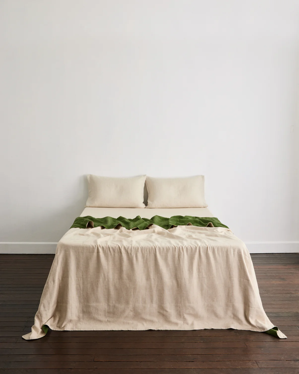 Olive & Oatmeal 100% French Flax Linen Quilt Set - Image 3
