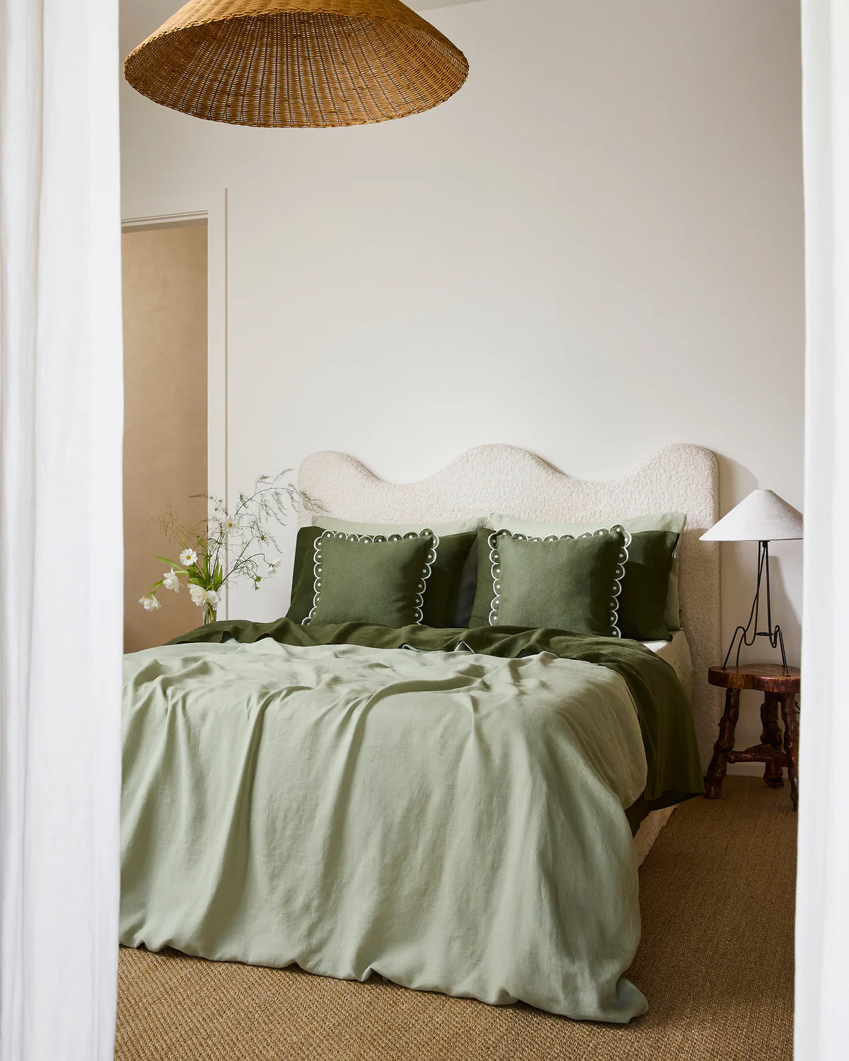 Sage 100% French Flax Linen Fitted Sheet - Image 6