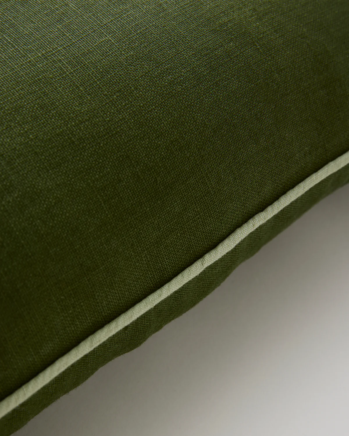 Olive & Sage 100% French Flax Linen Piped Cushion Cover - Image 2