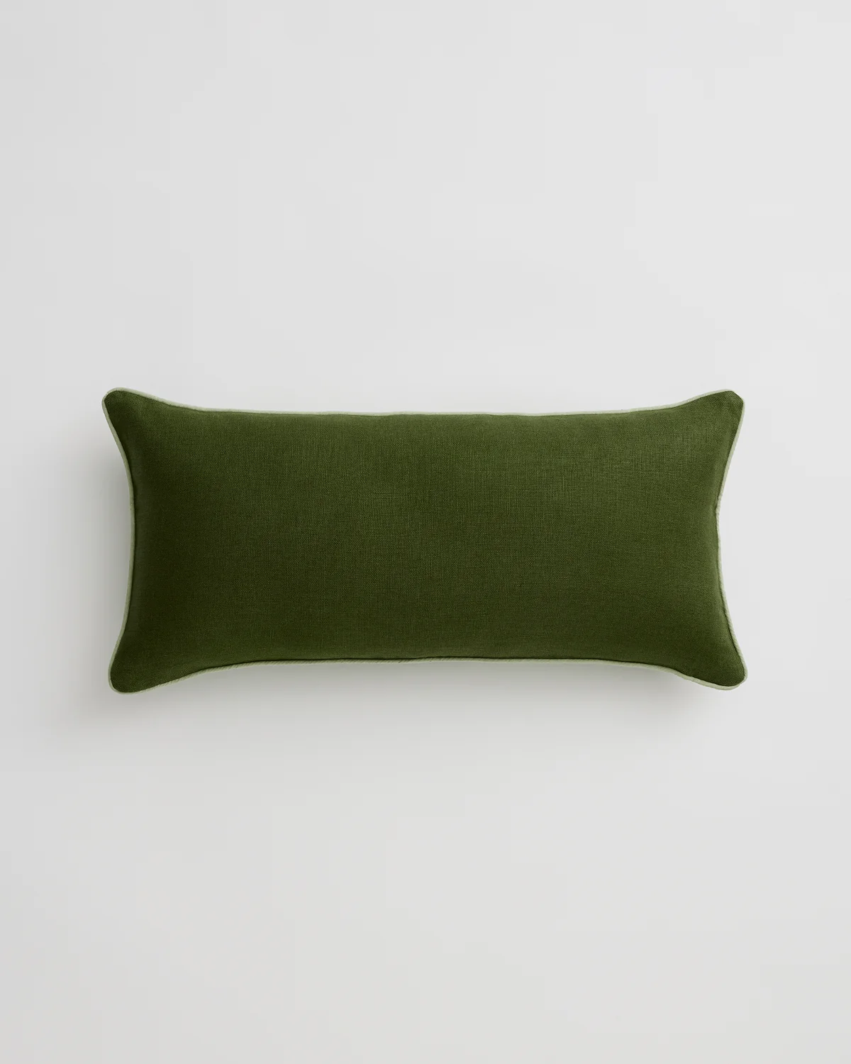 Olive & Sage 100% French Flax Linen Piped Lumbar Cushion Cover