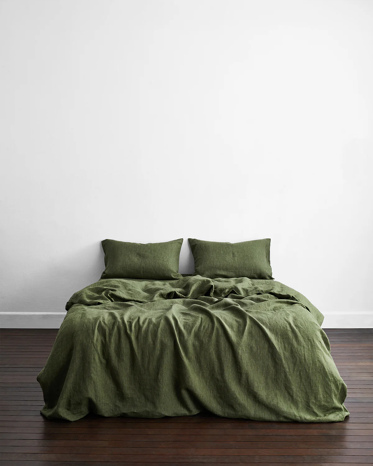 Olive Stripe 100% French Flax Linen Duvet Cover - Image 2