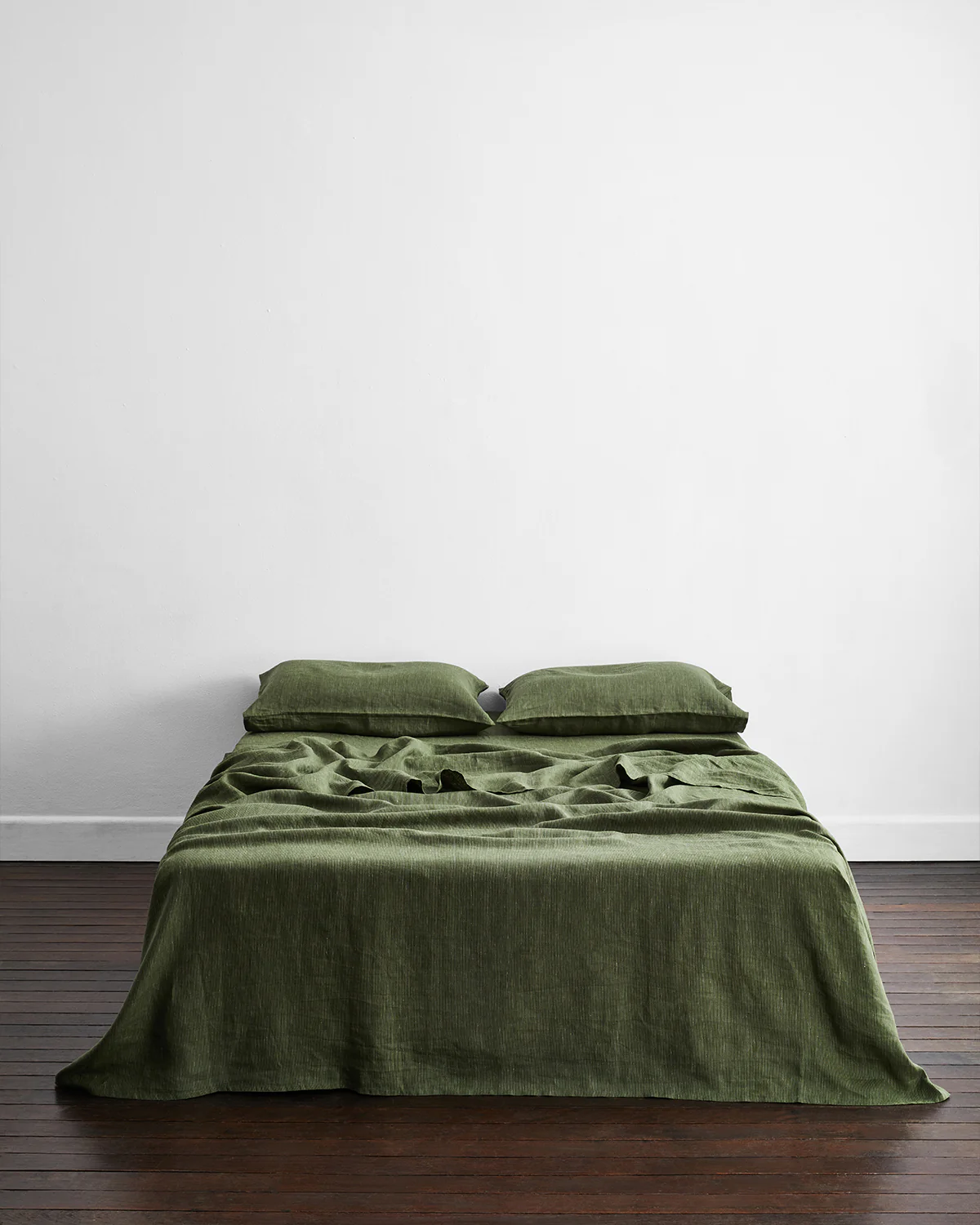 Olive Stripe 100% French Flax Linen Flat Sheet - Image 3