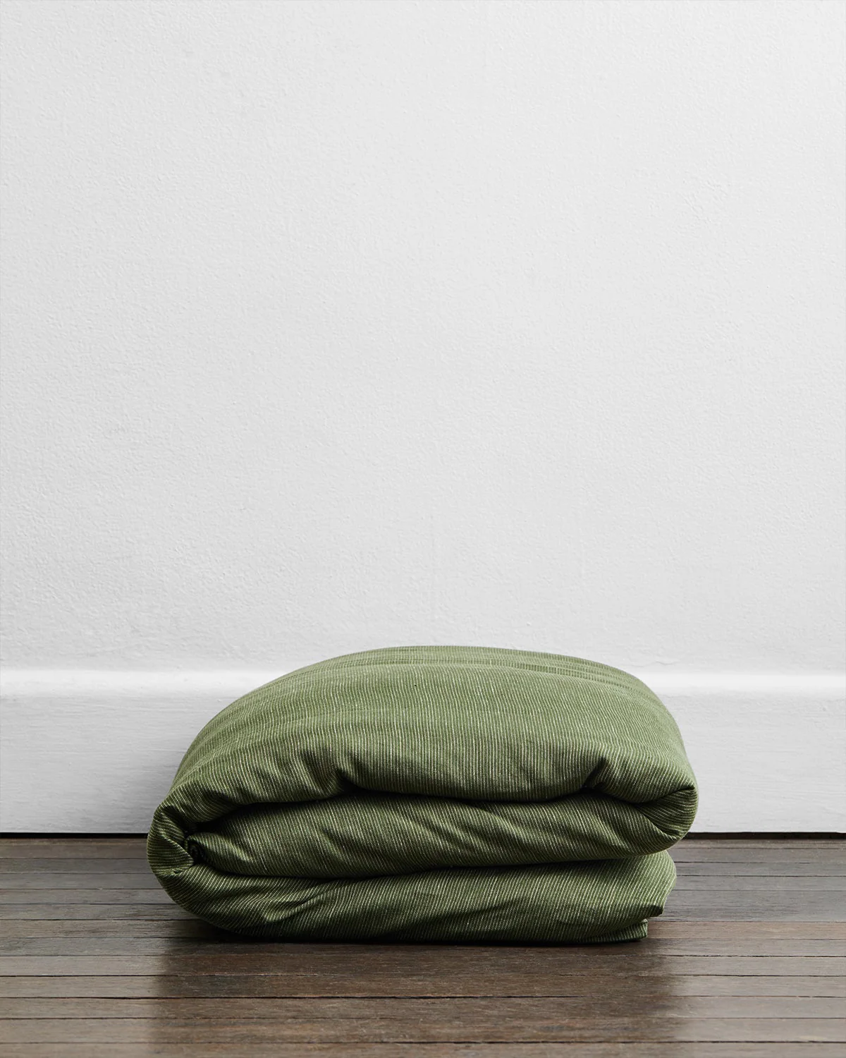 Olive Stripe & Sage 100% French Flax Linen Bedding Bundle - Image 3