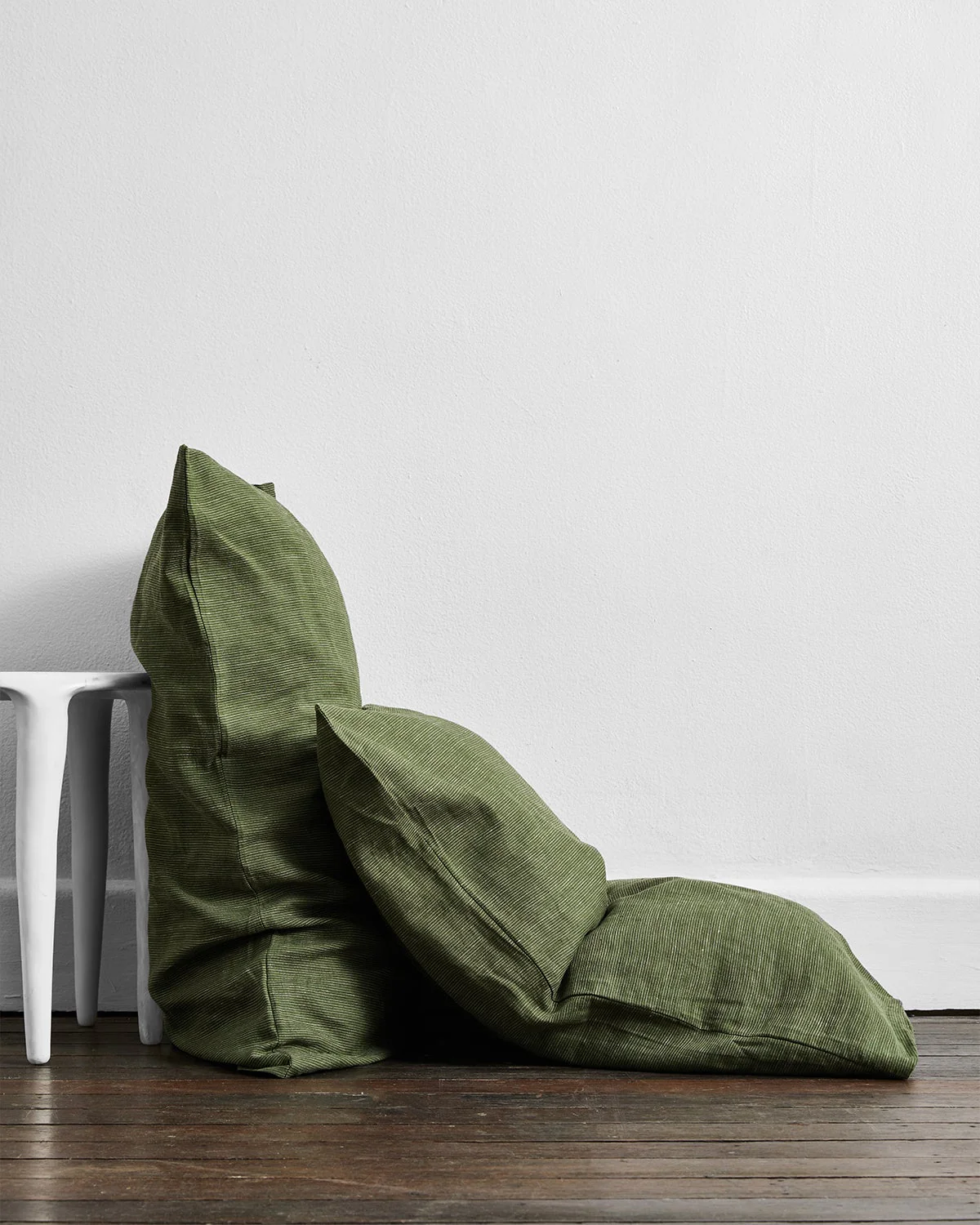 Olive Stripe & Sage 100% French Flax Linen Bedding Bundle - Image 7