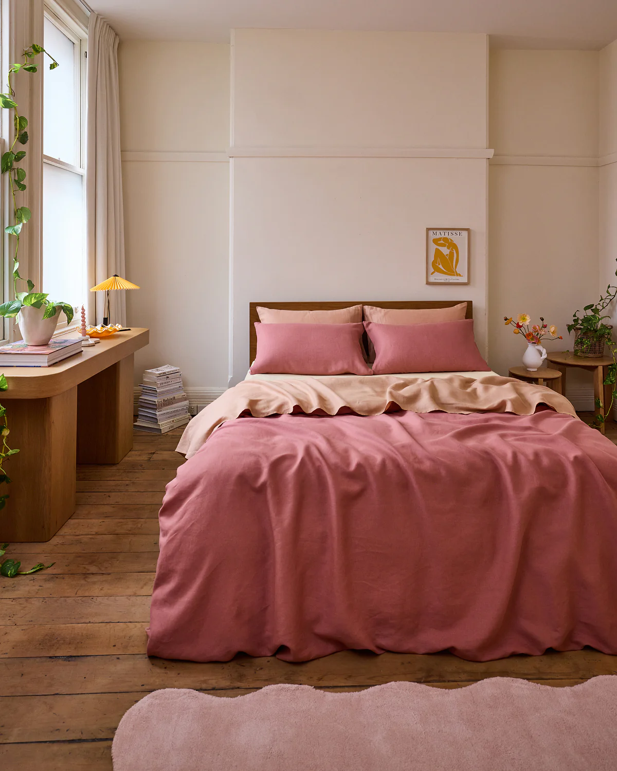 Pink Clay 100% French Flax Linen Bedding Set - Image 6